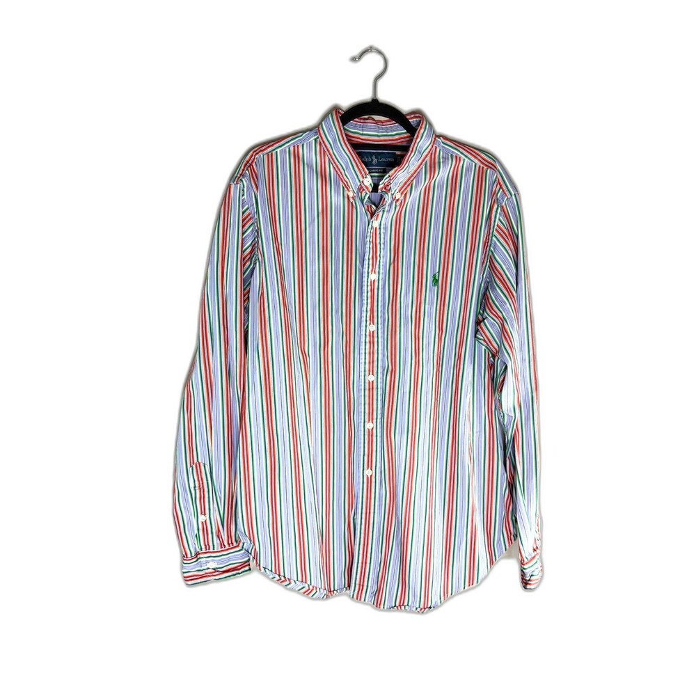 Ralph Lauren Mens XL Classic Fit Striped‎ Button Down Shirt Multi Color Cotton